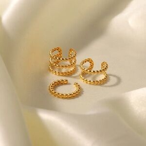 18k Gold Plated *Beads Set* Cuff Earrings